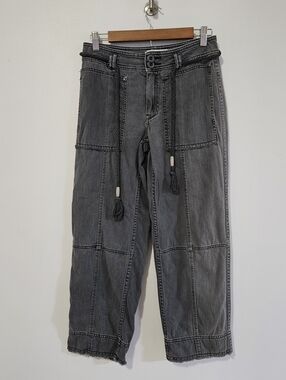 Anthropologie Utility Cargo Pants Cropped Washed Gray Size 25